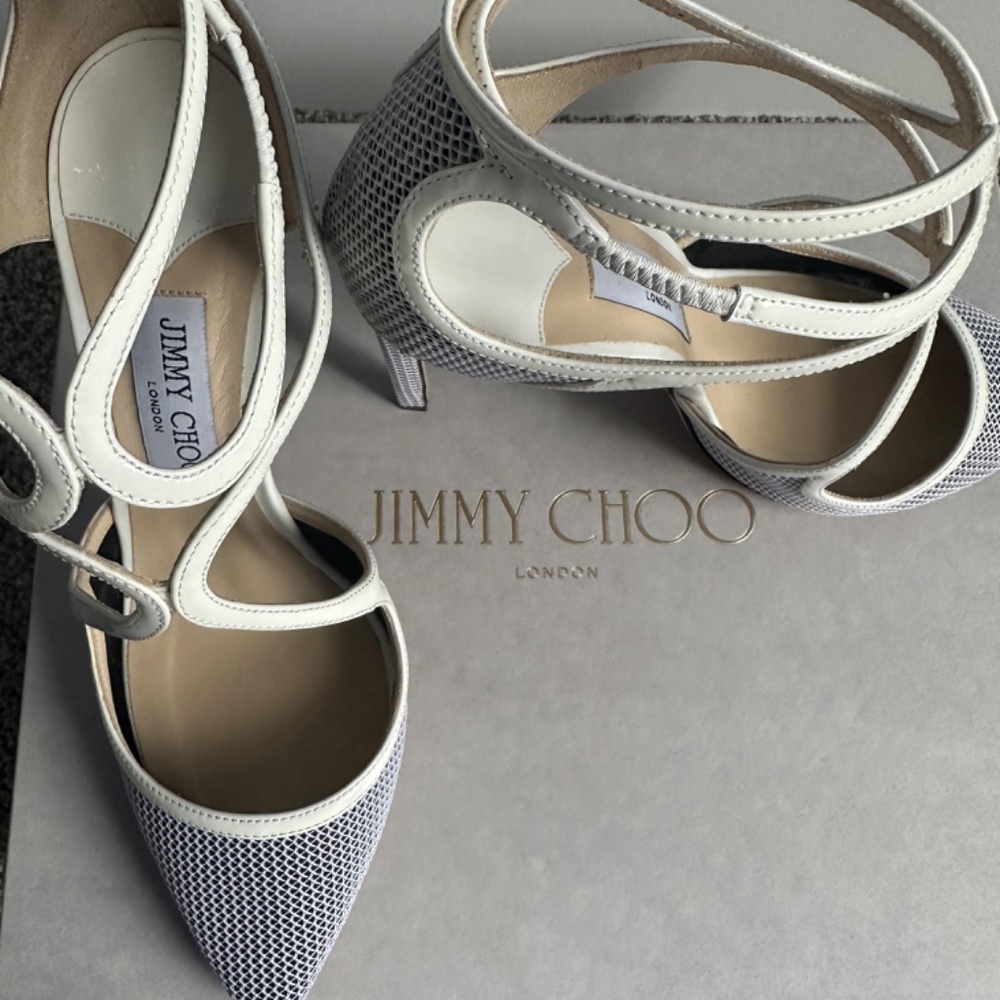 Jimmy Choo シルバー ハイヒール　サンダル　LANCER Jimmy Choo Lancer Heel - Gem